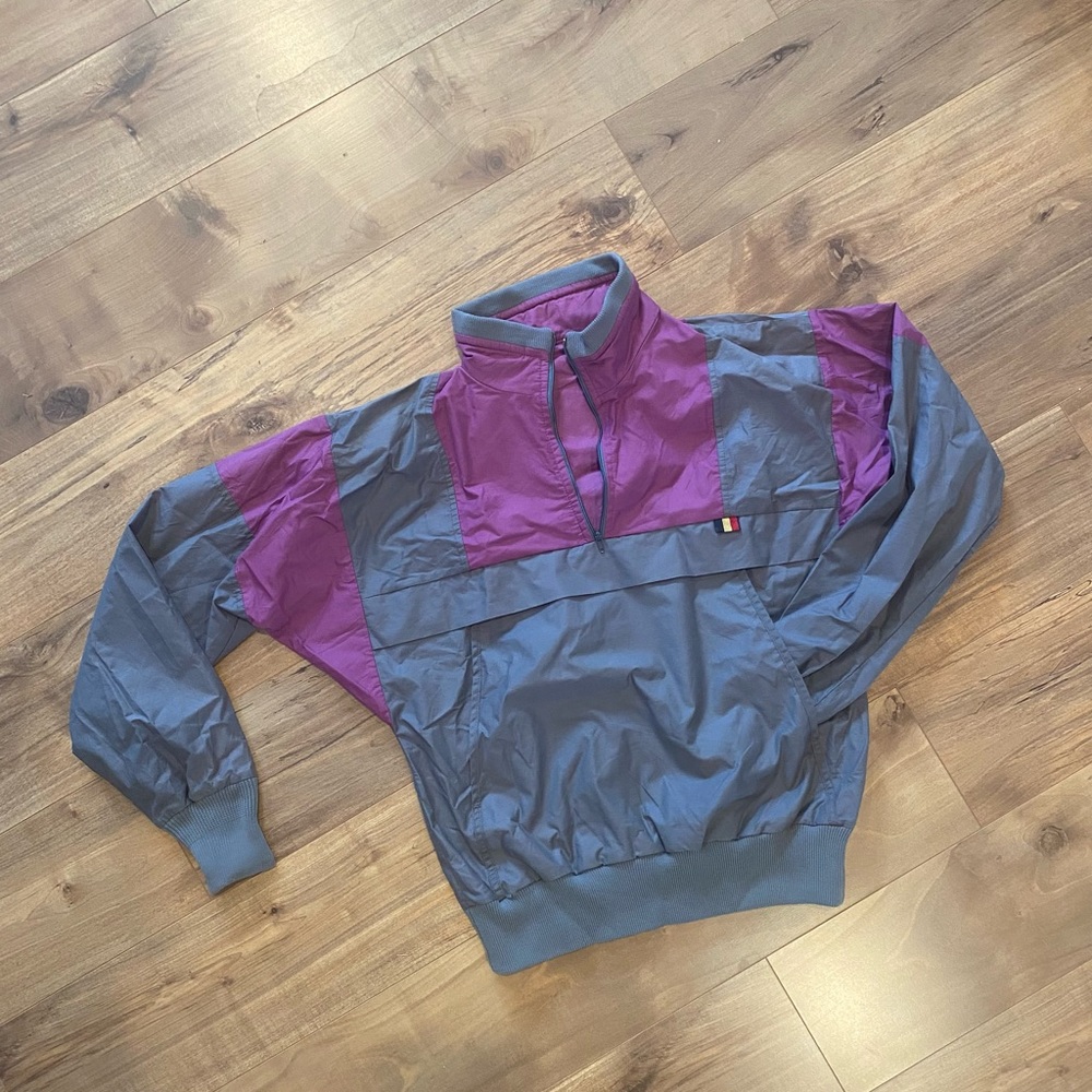 VTG 80s color block half zip wind breaker
